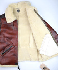 Aero B-6 Military Flight Jacket, size 40, Redskin Shearling with Dark Seal Vicenza Trim