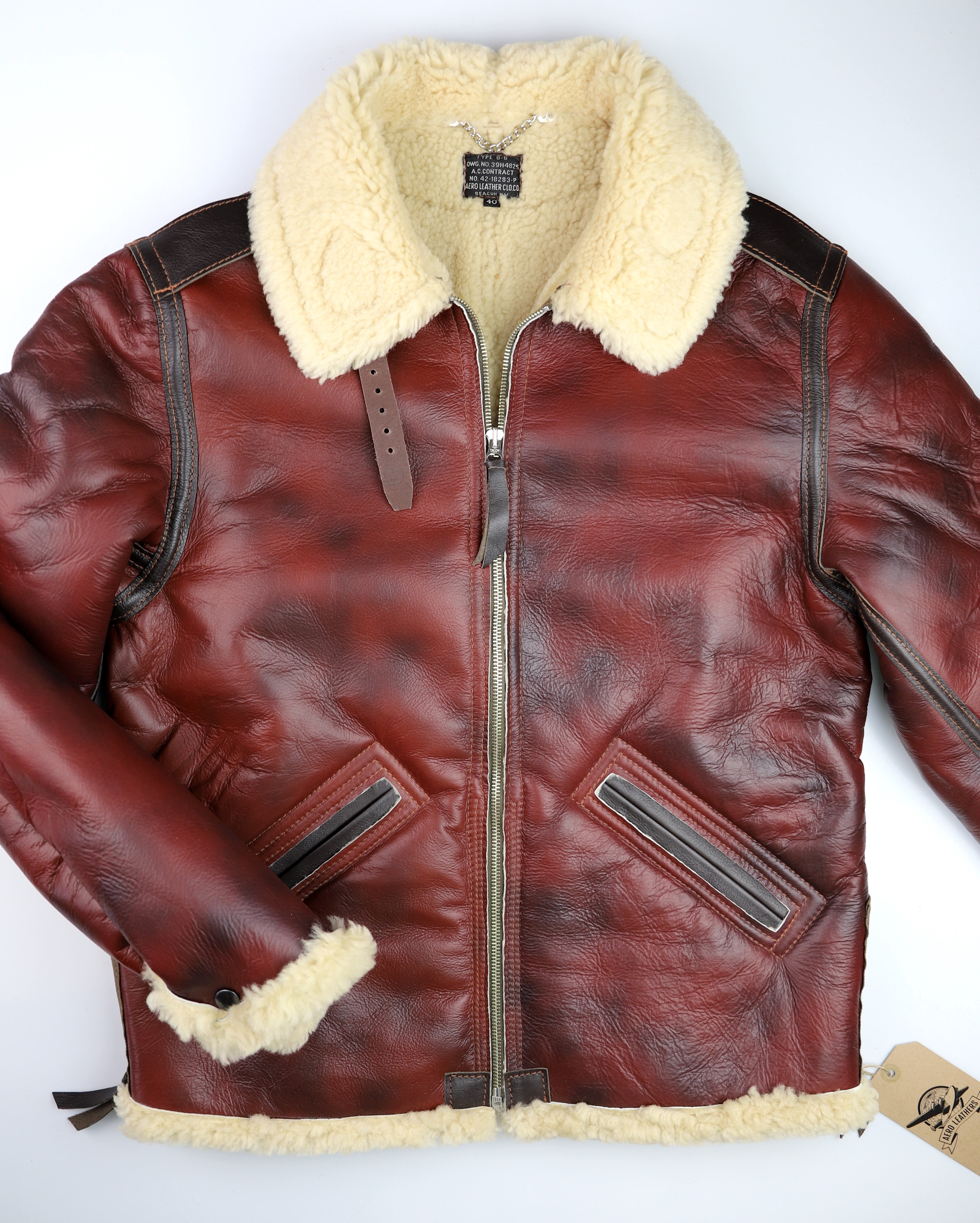 Aero B-6 Military Flight Jacket, size 40, Redskin Shearling with