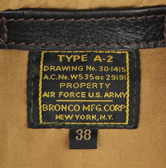 Aero A-2 Military Flight Jacket, size 38, Blackened Brown Vicenza Horsehide