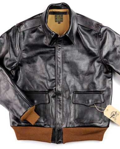 Aero A-2 Military Flight Jacket, size 40, Blackened Brown Vicenza Horsehide