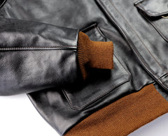Aero A-2 Military Flight Jacket, size 42, Blackened Brown Vicenza Horsehide