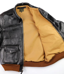 Aero A-2 Military Flight Jacket, size 42, Blackened Brown Vicenza Horsehide