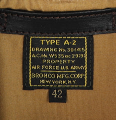 Aero A-2 Military Flight Jacket, size 42, Blackened Brown Vicenza Horsehide