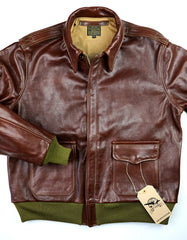 Aero A-2 Military Flight Jacket, size 44, Tobacco Badalassi Cowhide