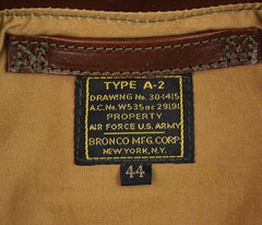 Aero A-2 Military Flight Jacket, size 44, Tobacco Badalassi Cowhide