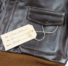 Aero A-2 Military Flight Jacket, size 38, Dark Seal Vicenza Horsehide