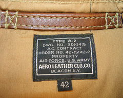 Aero A-2 Military Flight Jacket, size 42, Russet Vicenza Horsehide