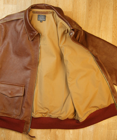 Aero A-2 Military Flight Jacket, size 46, Russet Vicenza Horsehide