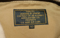 Aero A-1 Military Flight Jacket, size 40, Blue Napa Cowhide