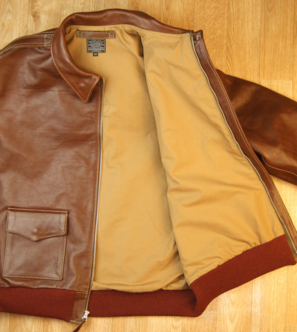 Aero A-2 Military Flight Jacket, size 48, Russet Vicenza Horsehide