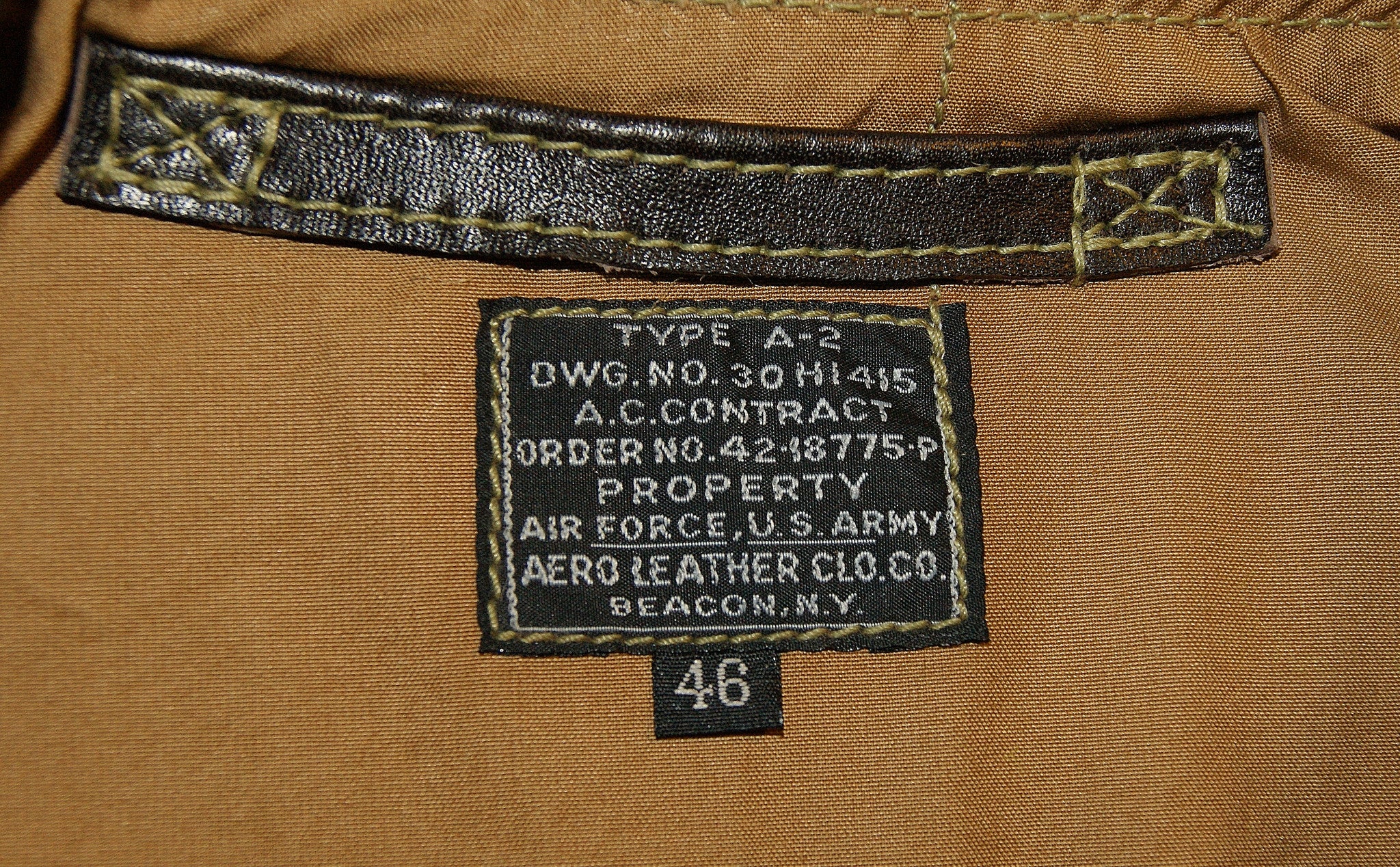 Aero A-2 Military Flight Jacket, size 46, Dark Seal Vicenza Horsehide