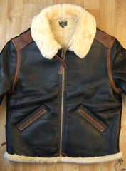 Aero Two-Tone B-6 Military Flight Jacket, size 48, Seal Brown with Russet Vicenza Horsehide Trim