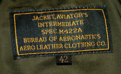 Aero M422a Military Flight Jacket, size 42 (fits like 40), Dark Seal Vicenza Horsehide