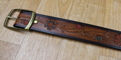 Hand-Tooled Floral Boho Leather Belt