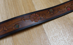 Hand-Tooled Floral Boho Leather Belt