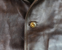 Thedi Markos Button-Up Shawl Collar Jacket, size Large, Brown Cowhide