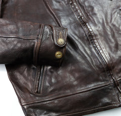 Thedi Markos Zip-Up Shawl Collar Jacket, size 2XL, Brown Canneto Cowhide