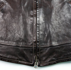 Thedi Markos Zip-Up Shawl Collar Jacket, size 3XL, Brown Canneto Cowhide