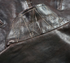 Thedi Markos Zip-Up Shawl Collar Jacket, size 3XL, Brown Canneto Cowhide