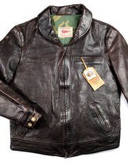 Thedi Markos Zip-Up Shawl Collar Jacket, size 3XL, Brown Canneto Cowhide
