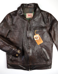 Thedi Markos Zip-Up Shawl Collar Jacket, size XL, Brown Canneto Cowhide