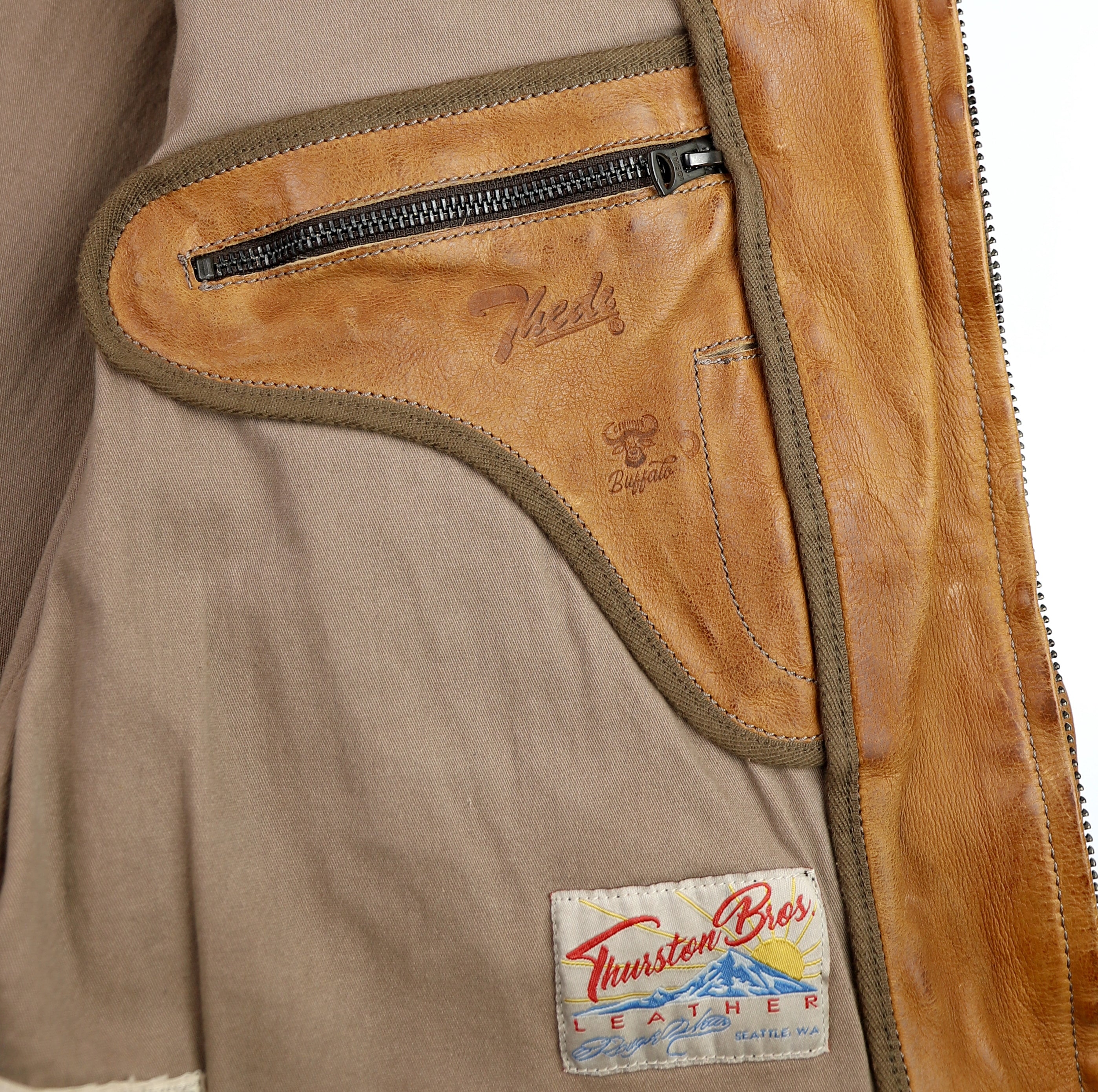 Thedi Zip-Up Markos Jacket, size XXL, Cuoio Buffalo