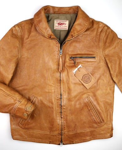 Thedi Markos Zip-Up Shawl Collar Jacket, size 3XL, Cuoio Buffalo