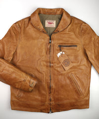 Thedi Markos Zip-Up Shawl Collar Jacket, size 4XL, Cuoio Buffalo