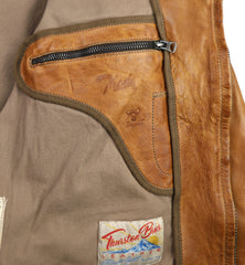 Thedi Markos Zip-Up Shawl Collar Jacket, size XL, Cuoio Buffalo