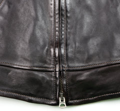 Thedi Markos Zip-Up Shawl Collar Jacket, size Medium, Dark Brown Horsehide