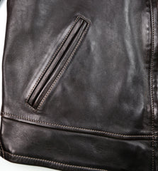 Thedi Markos Zip-Up Shawl Collar Jacket, size Medium, Dark Brown Horsehide