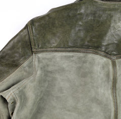 Thedi Niko Button-Up Jacket, size XXL, Green Goat Suede and Cowhide