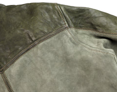 Thedi Niko Button-Up Jacket, size XL, Green Goat Suede and Cowhide