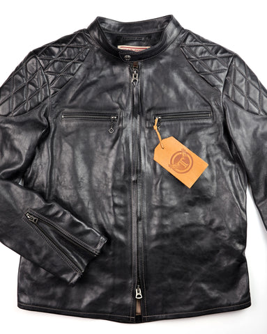 Thedi Phenix Cafe Racer Jacket, size Medium, Black Buffalo