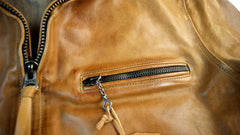 Thedi Markos Zip-Up Shawl Collar Jacket, size Large, Cuoio Buffalo