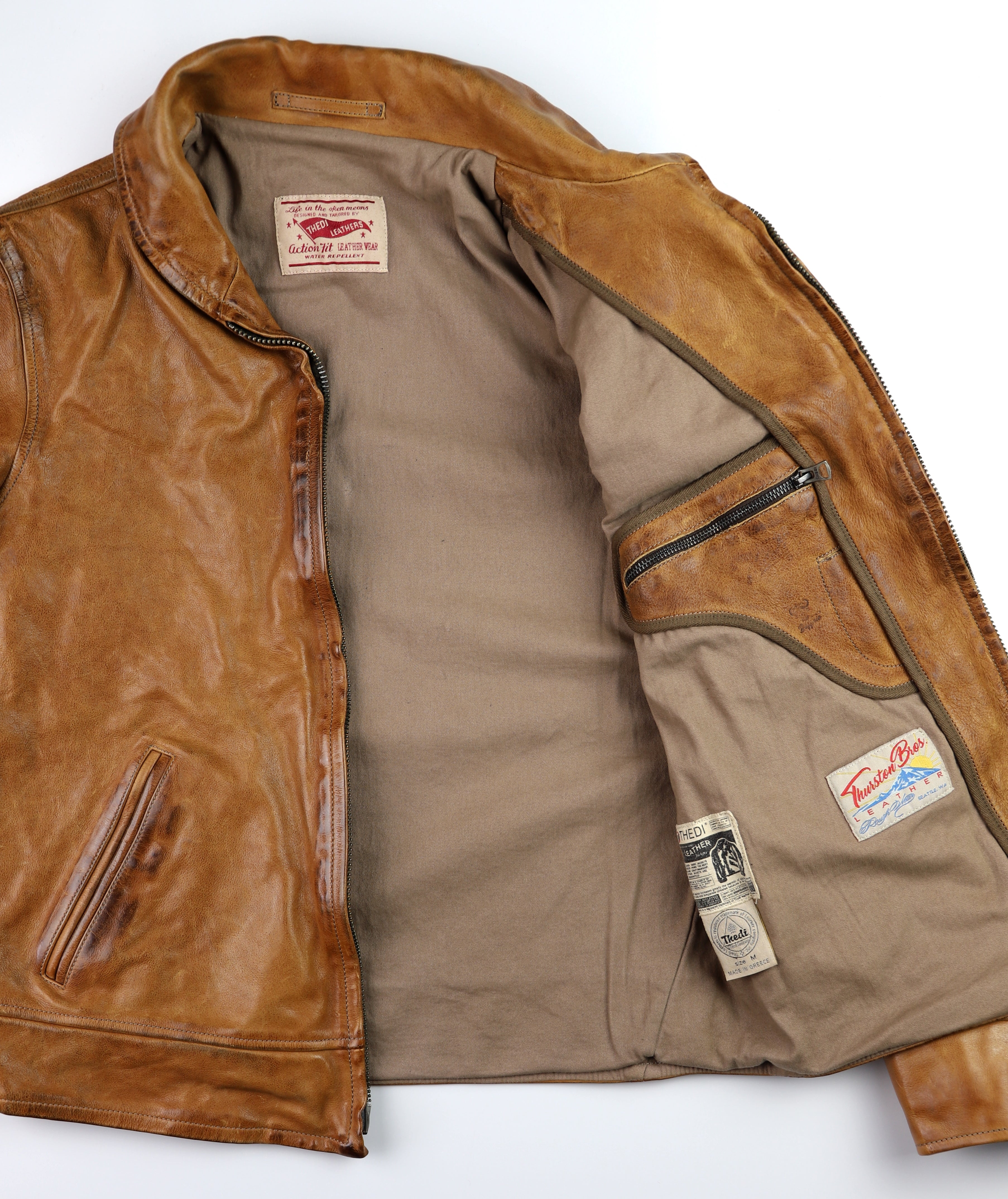 Thedi Markos Zip-Up Shawl Collar Jacket, size Medium, Cuoio Buffalo