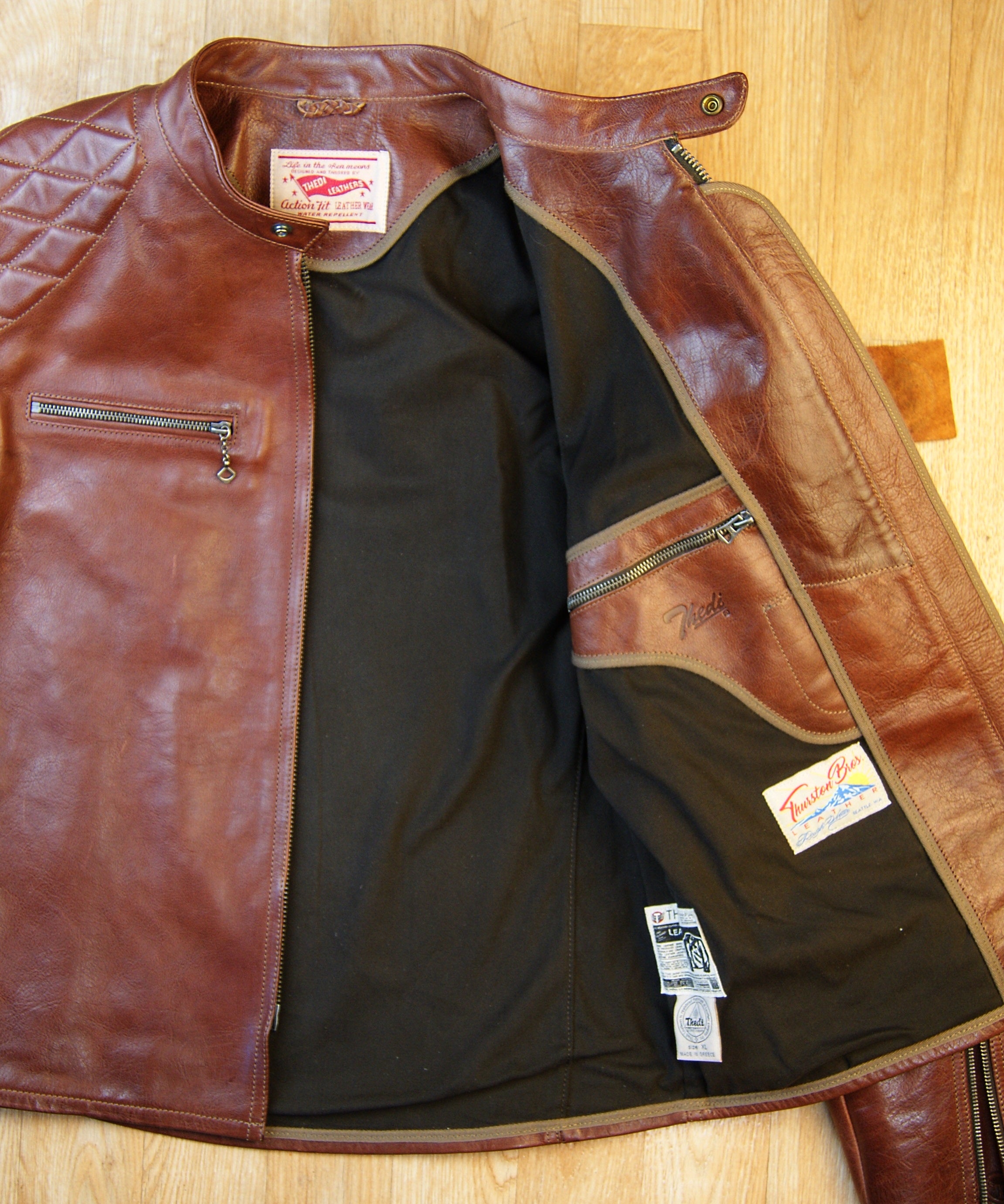 Thedi Phenix Cafe Racer Jacket, size XL, Caffe Buffalo