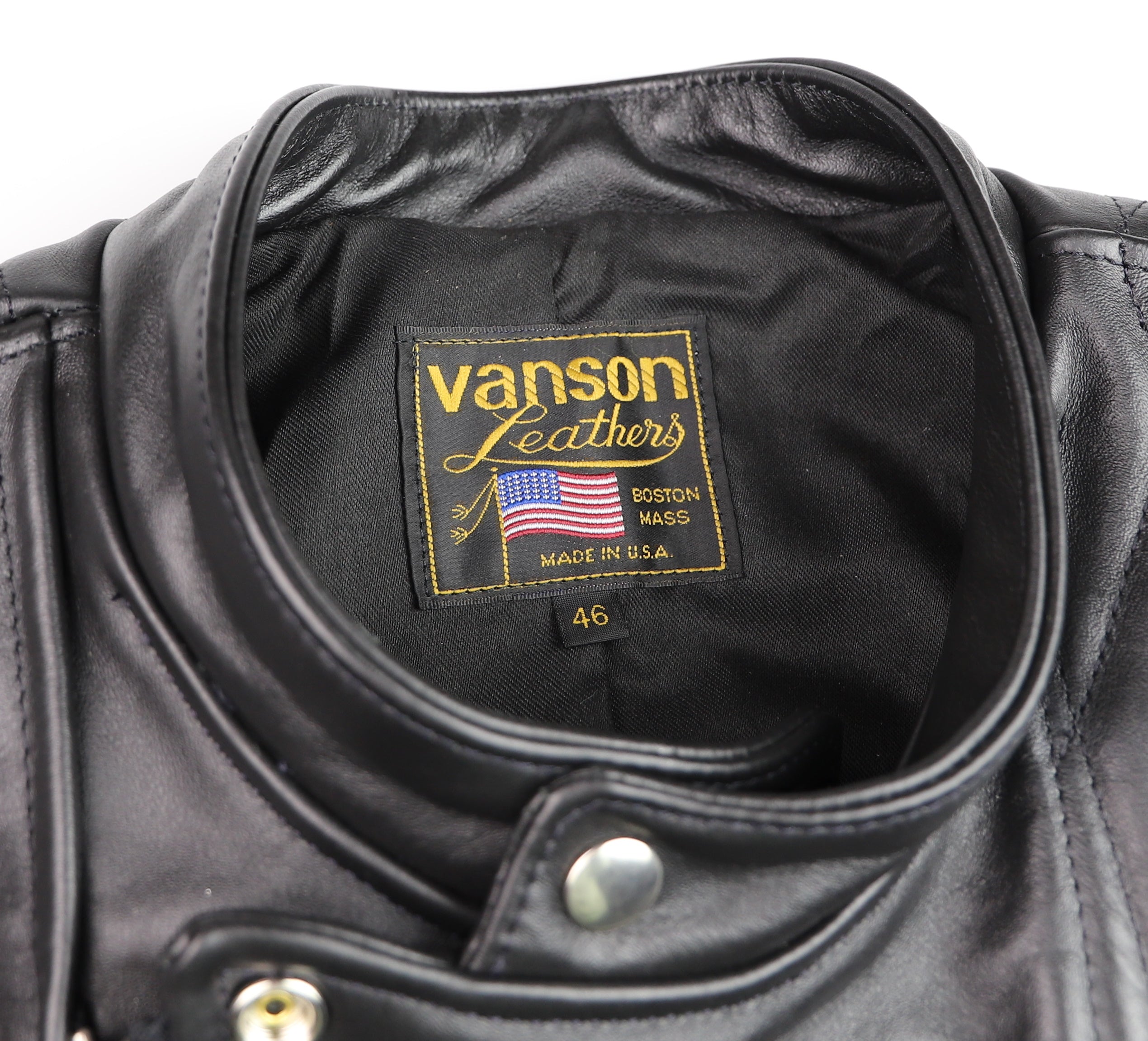 Vanson Chopper Jacket, Black Comp. Weight Cowhide, size 46