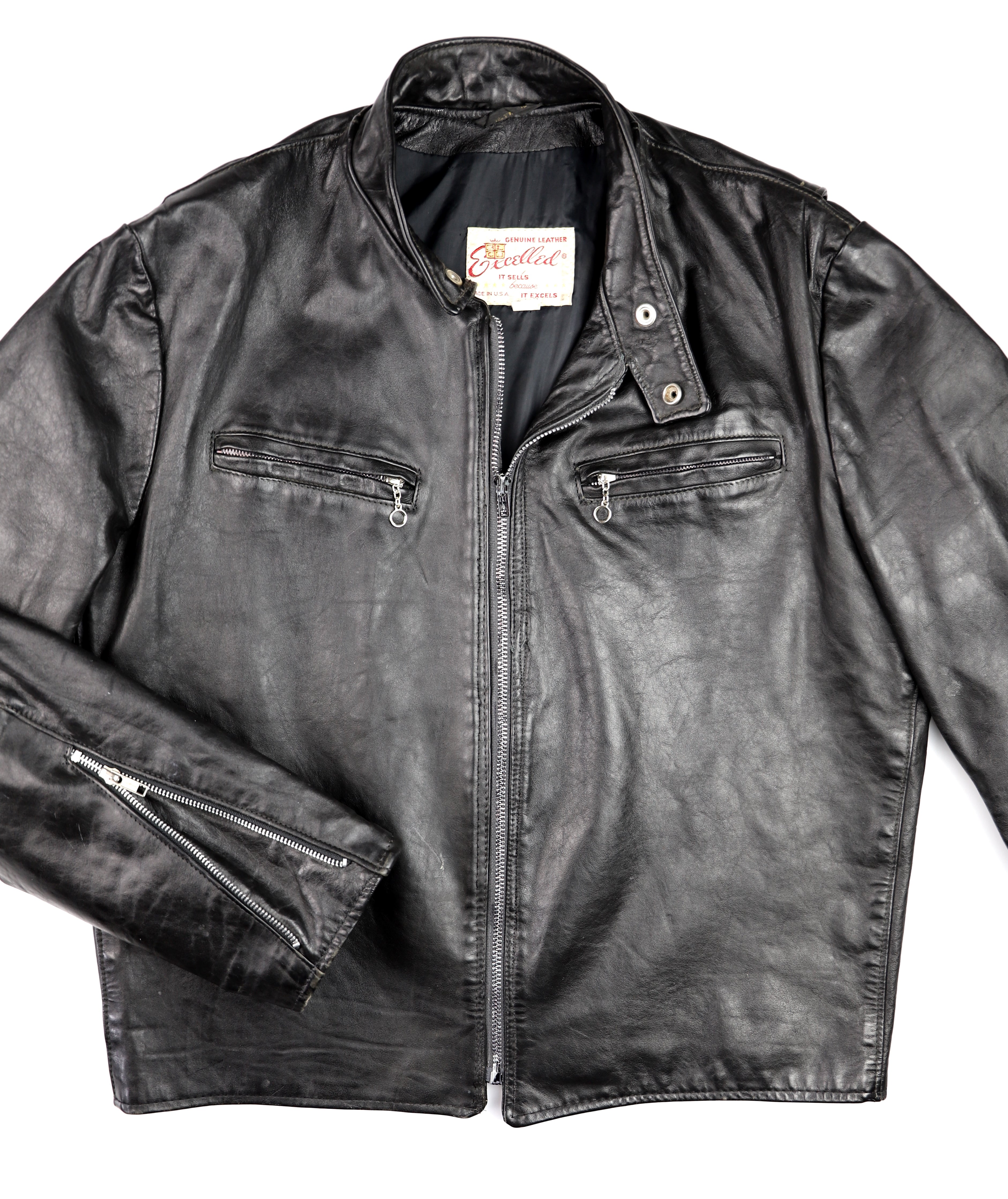Vintage Excelled Cafe Racer Jacket, Black, size 44 – Thurston Bros Rough  Wear LLC